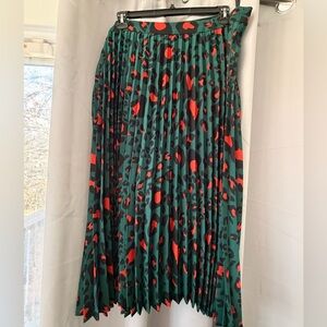 SHEIN Green and Orange Animal Print A-Line Skirt